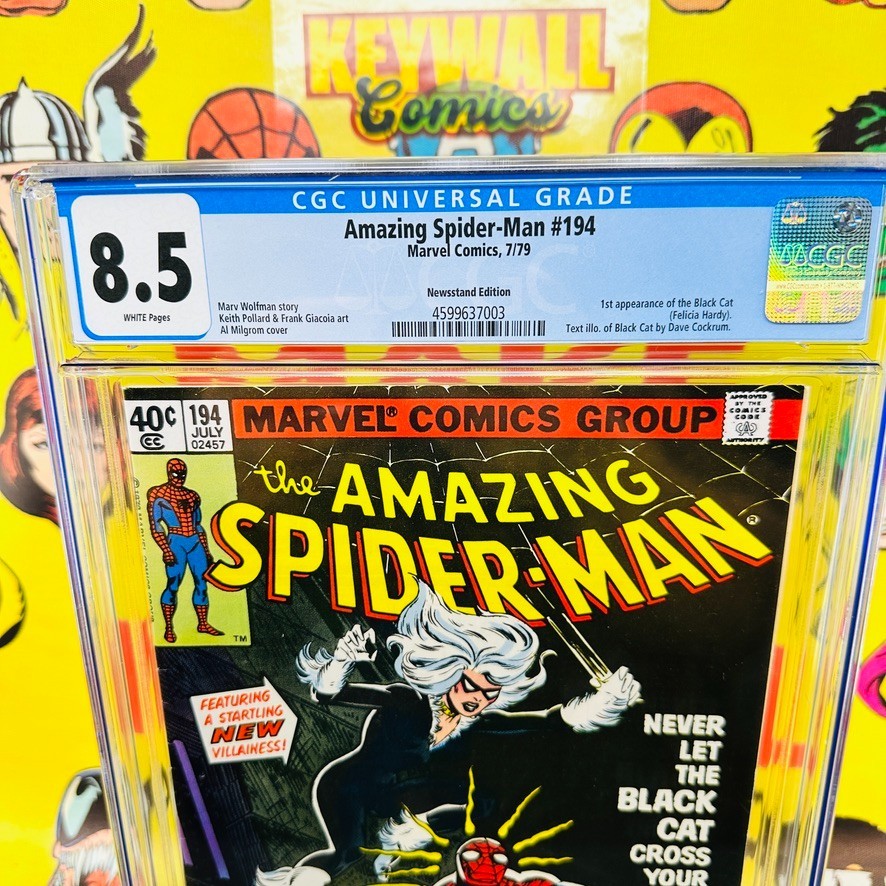 Amazing Spider-Man #194 CGC 8.5 Newsstand 1st app of the Black Cat! 1979 White