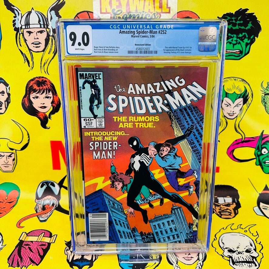 AMAZING SPIDER-MAN #252 CGC 9.0 NEWSSTAND EDITION 1984 KEY ISSUE Black Costume