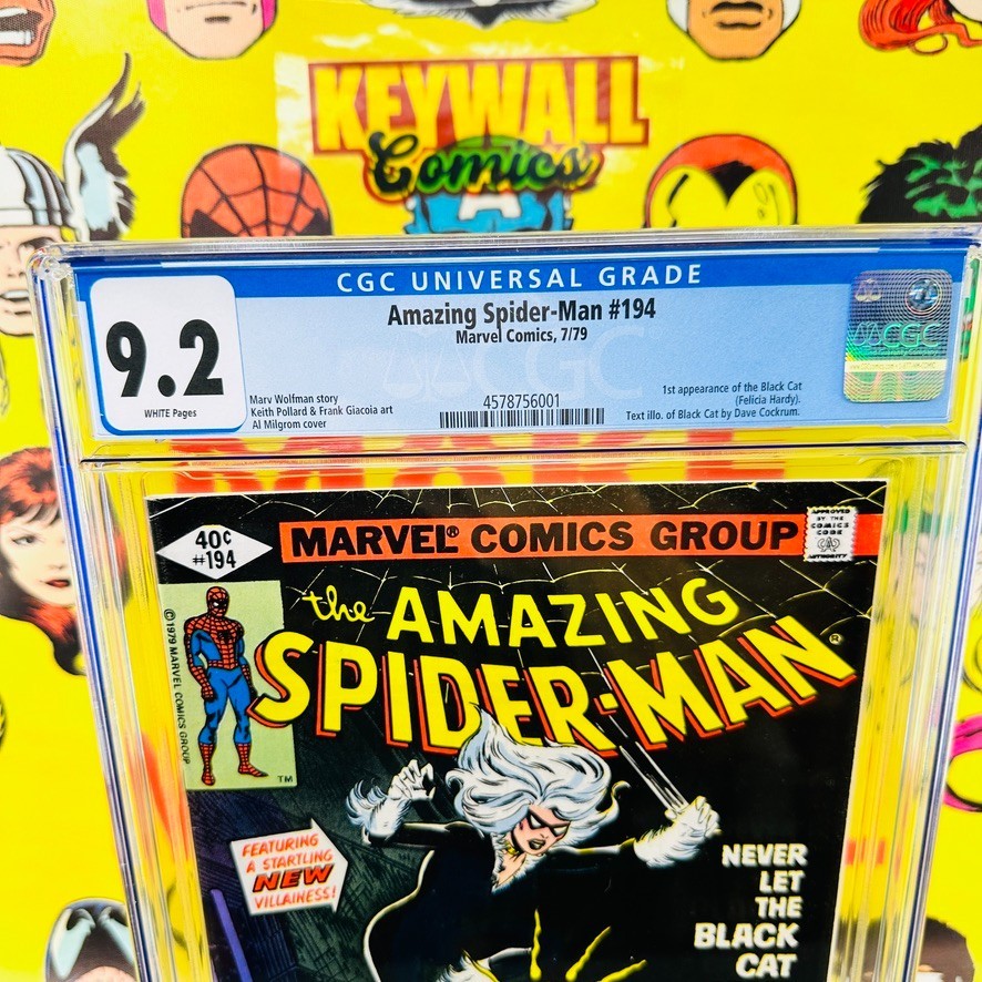Amazing Spider-Man #194 CGC 9.2, SS & Sketch Al Milgrom, 1st App Black Cat
