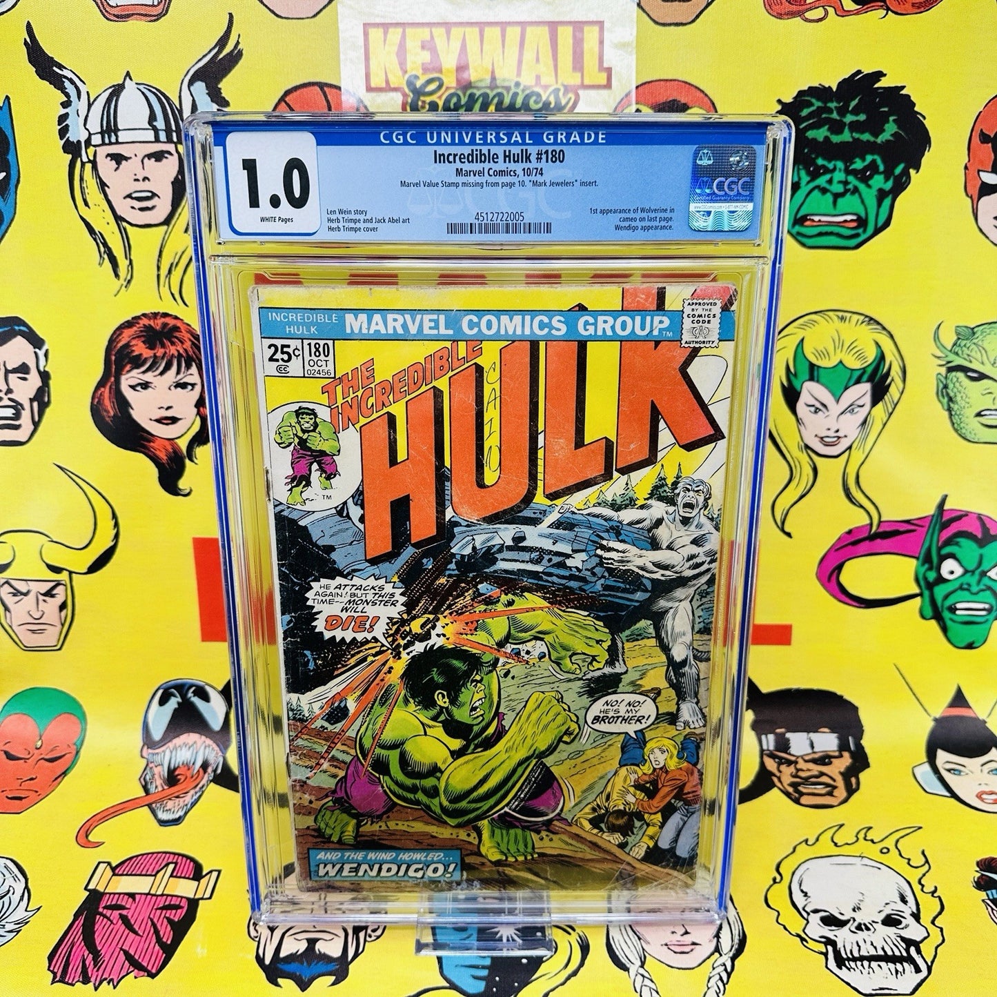 Incredible Hulk #180 CGC 1.0 Mark Jewelers Missing stamp 1st Wolverine White
