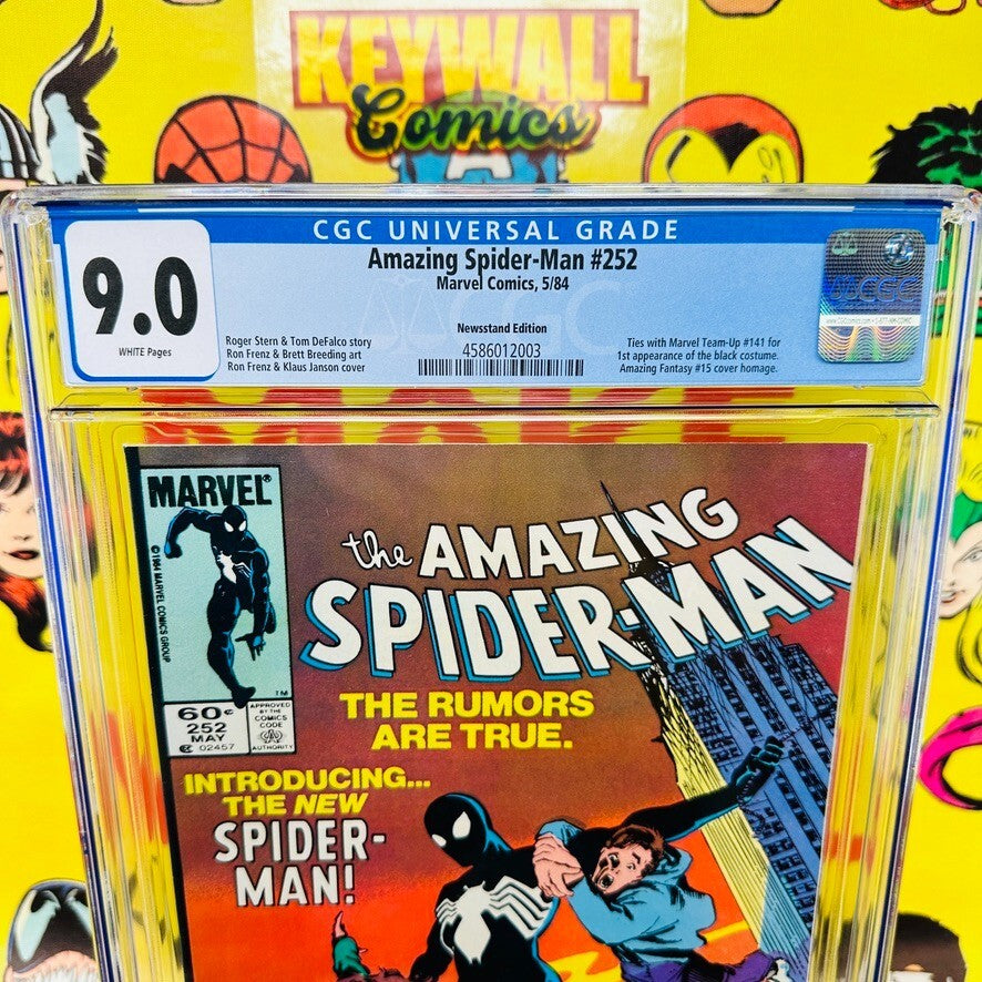 AMAZING SPIDER-MAN #252 CGC 9.0 NEWSSTAND EDITION 1984 KEY ISSUE Black Costume