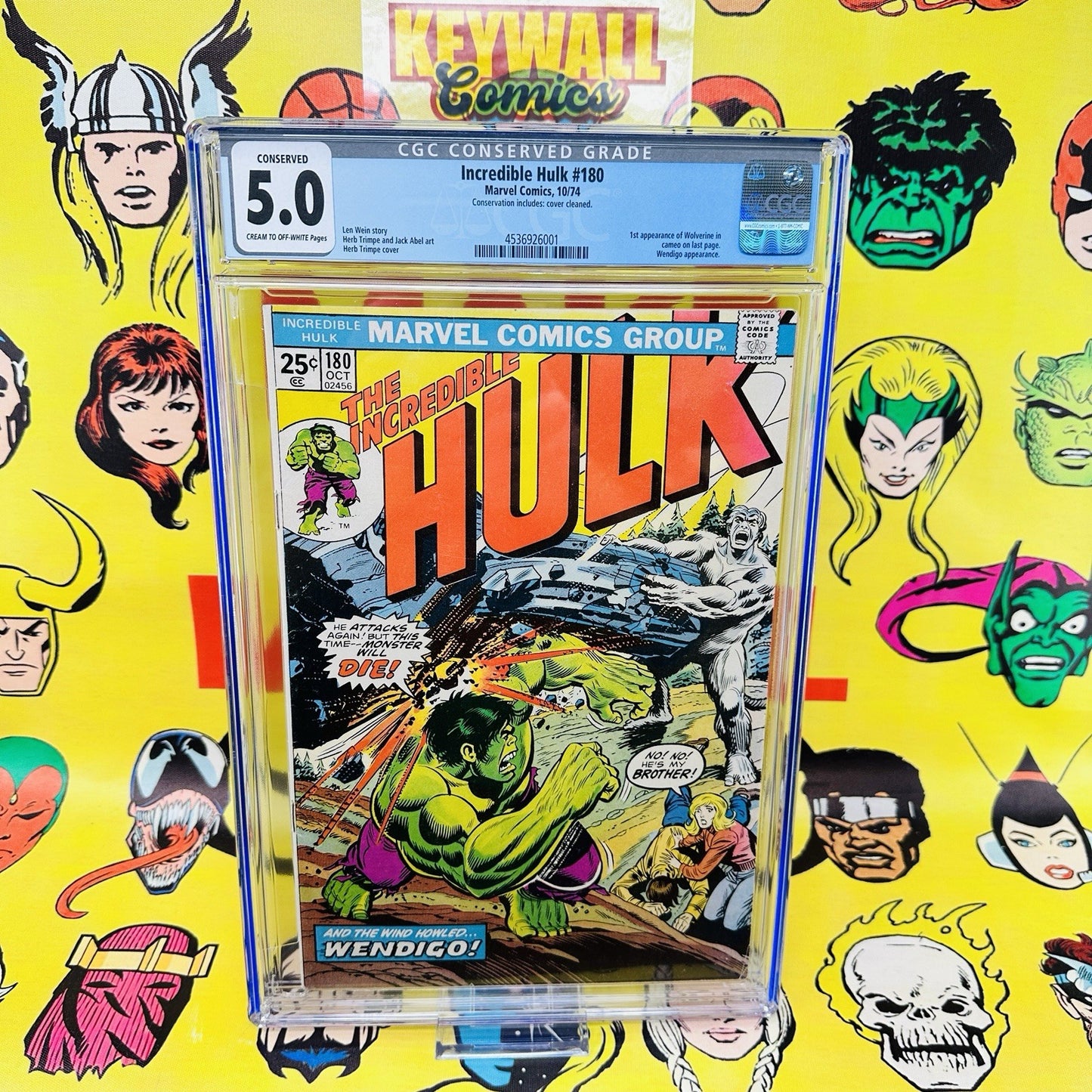 Incredible Hulk #180 CGC 5.0 Conserved 1st app of wolverine