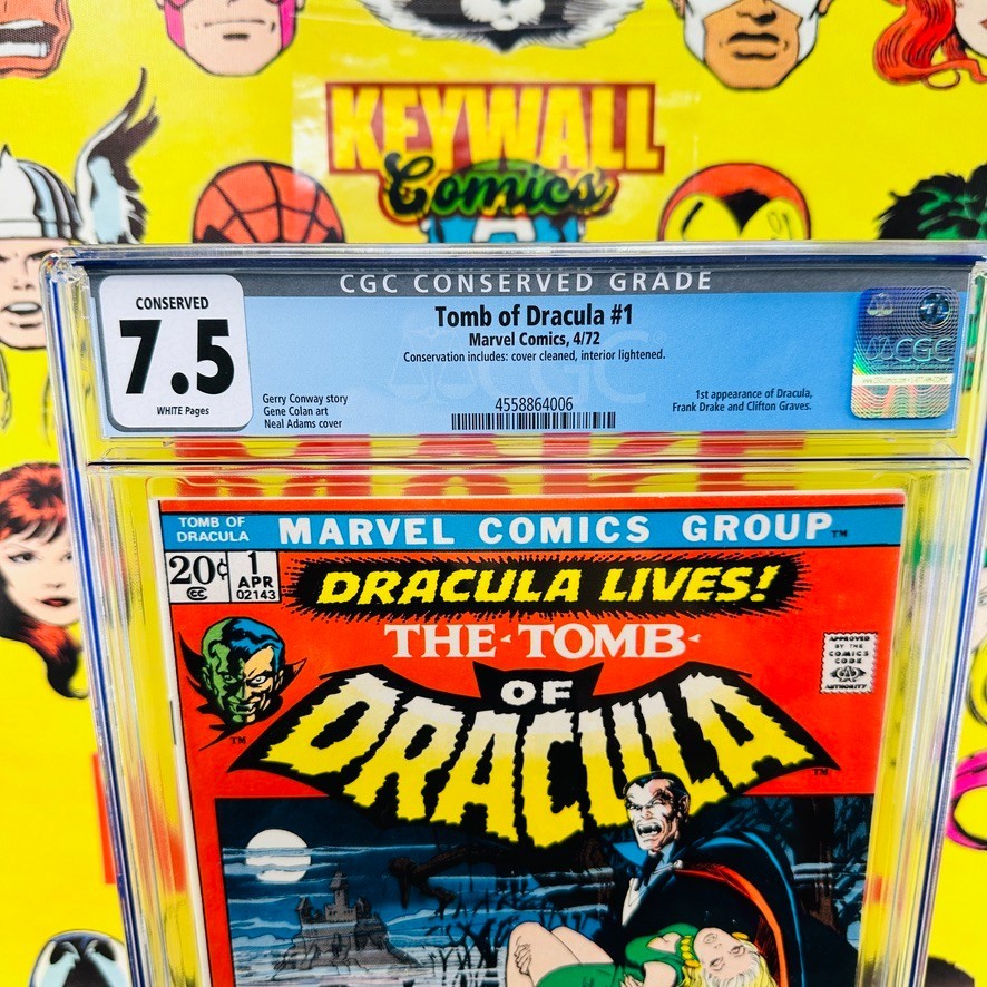 TOMB OF DRACULA #1 CGC 7.5 Conserved White pages 1972 1st appearance of Dracula