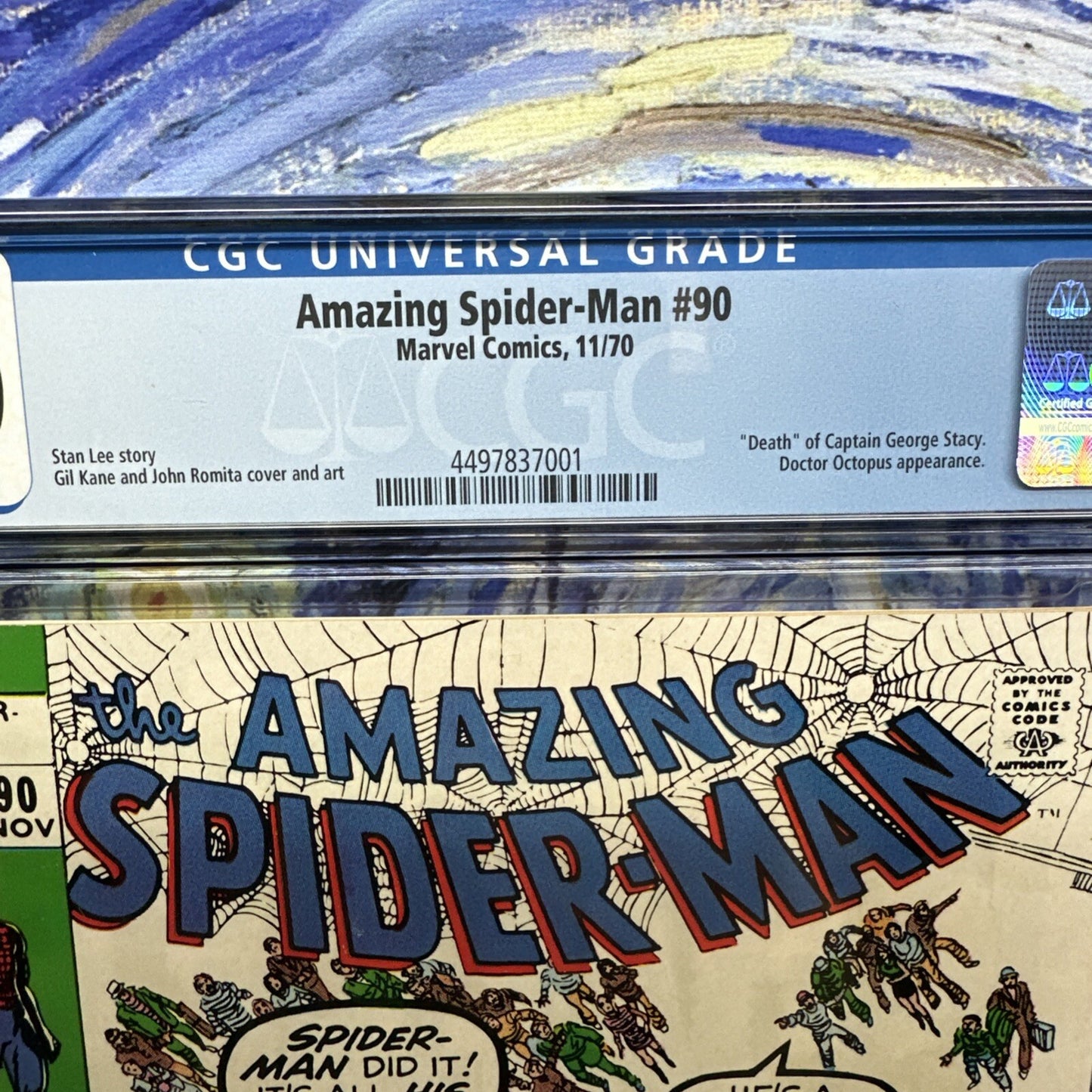 Amazing Spider Man #90 cgc 9.0 Death of Captain Stacy White pages 1970