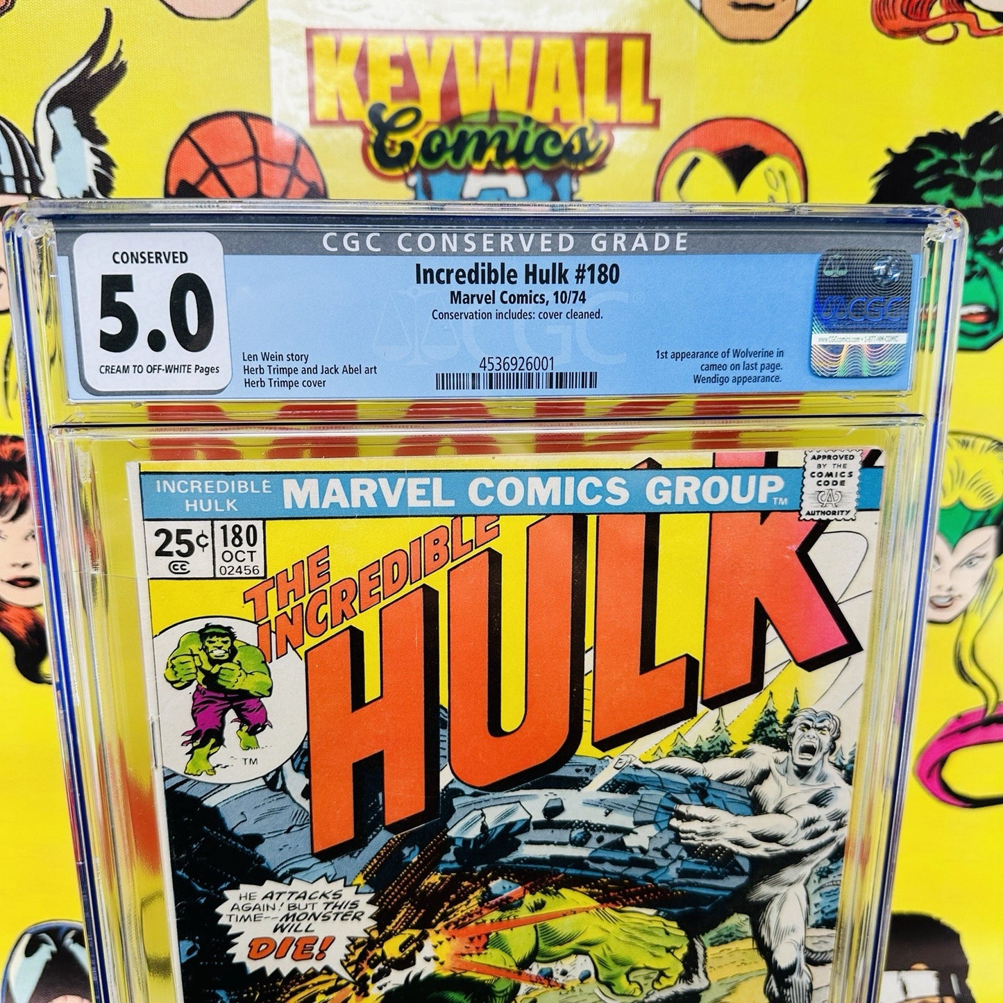 Incredible Hulk #180 CGC 5.0 Conserved 1st app of wolverine