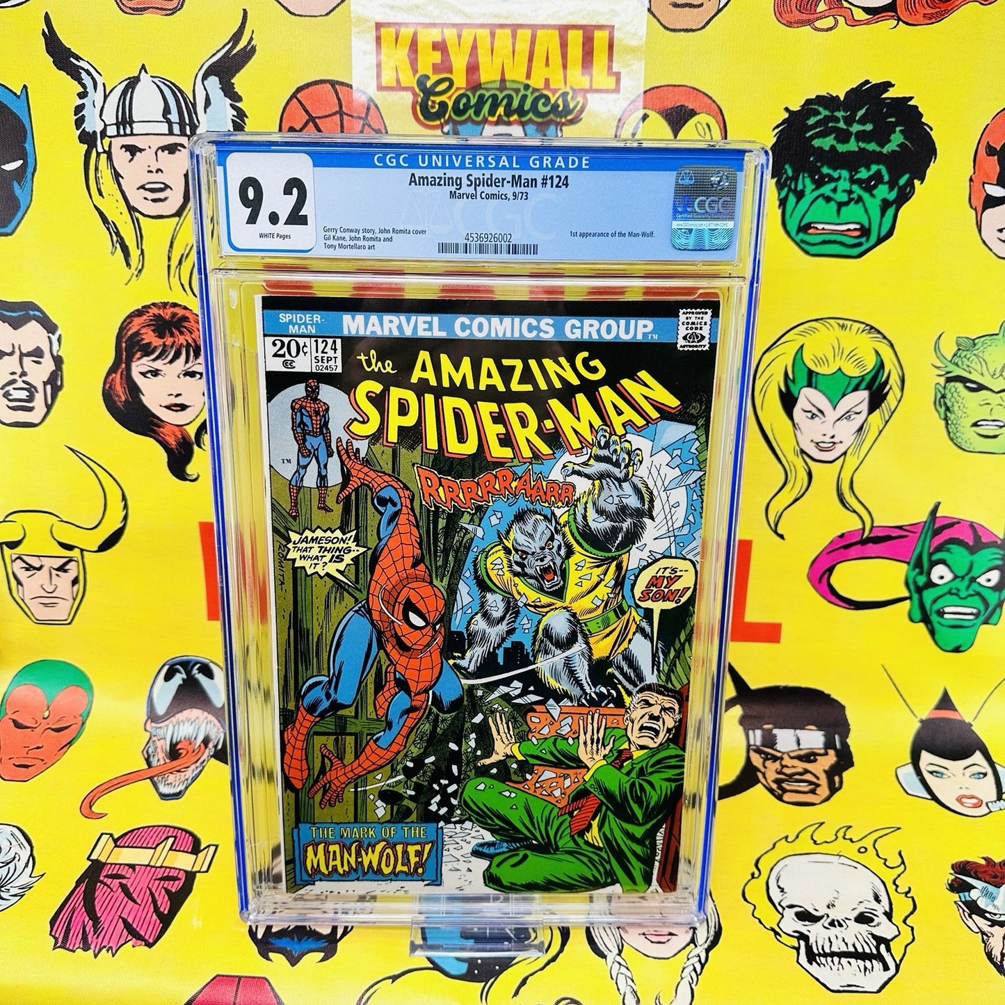 Amazing Spider-Man #124 CGC 9.2 Romita Sr, 1st Man-Wolf 1973 White Pages