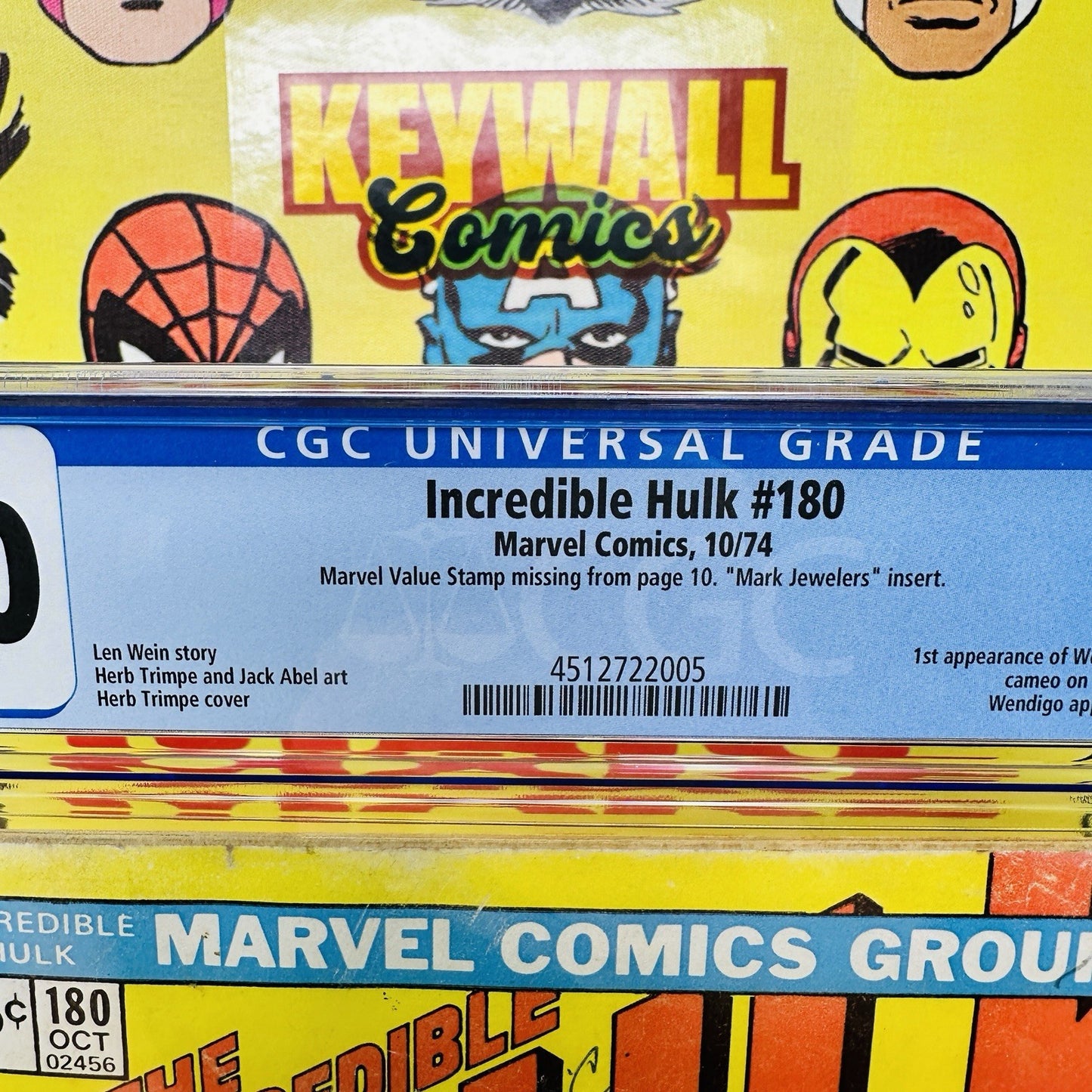 Incredible Hulk #180 CGC 1.0 Mark Jewelers Missing stamp 1st Wolverine White