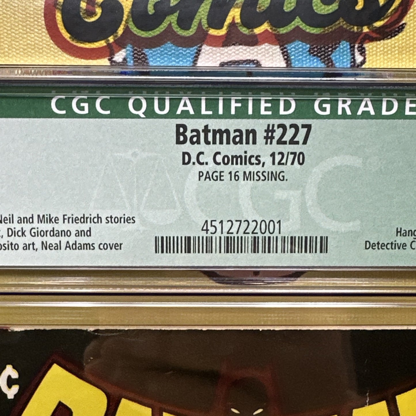 Batman #227 Comic Book CGC 6.5 Qualified White Pages 1970 Pages Neal Adams Art