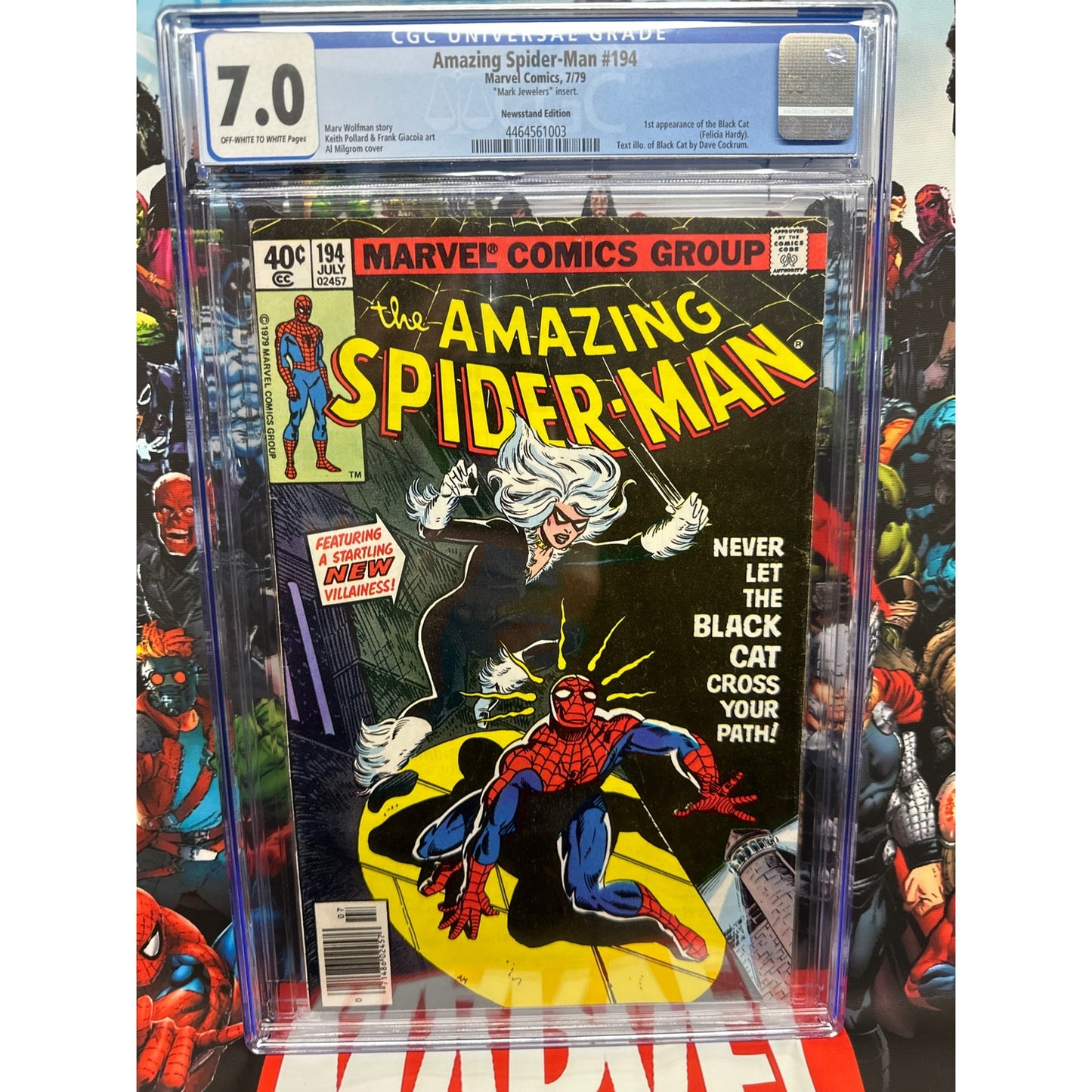 Amazing spider-man #194 CGC 7.0 Mark Jewelers 0ff-White Pages 1979 1st printing Marvel Comics newsstand