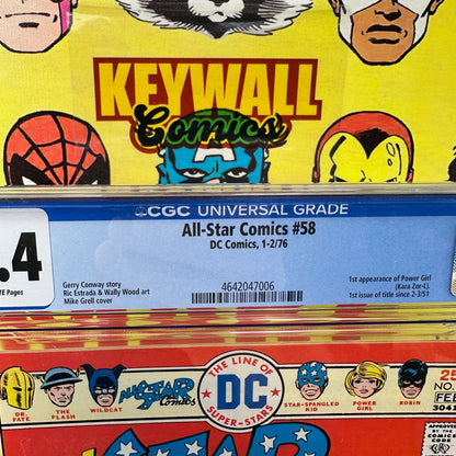 All-Star Comics #58 CGC 9.4 White Pages Power Girl 1976 DC Comics