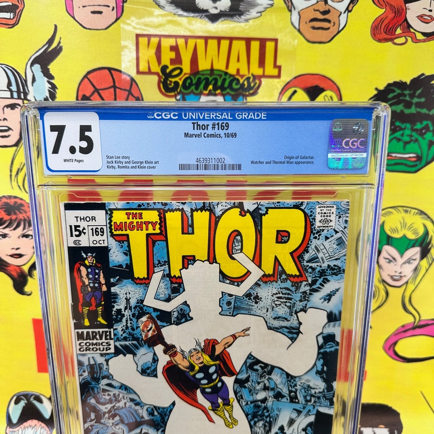 Thor #169 CGC 7.5 White Pages Origin of Galactus Marvel 1969