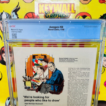 Avengers #58 CGC 9.4 White Pages Origin of Vision Joins Team 1968 looks nicer