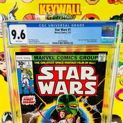 STAR WARS #1 CGC 9.6 WHITE PAGES 1ST LUKE, LEIA, VADER, R2-D2, C-3PO 1977