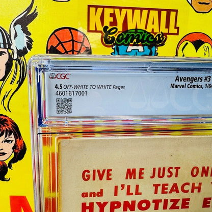 Avengers #3 CGC 4.5 O/w to white pages 1964 1st Hulk & Sub-Mariner team-up