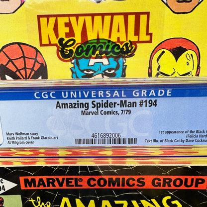 Amazing Spider-Man #194 CGC 9.4 White Pages Black Cat 1979 Marvel
