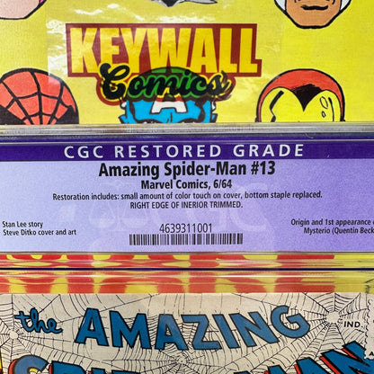 Amazing Spider-Man #13 CGC 3.0 Restored Mysterio Origin 1964 Marvel