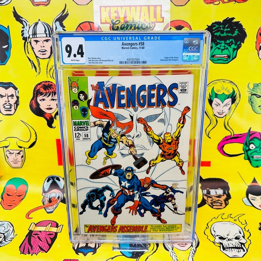 Avengers #58 CGC 9.4 White Pages Origin of Vision Joins Team 1968 looks nicer