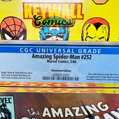 AMAZING SPIDER-MAN #252 CGC 9.0 NEWSSTAND EDITION 1984 KEY ISSUE Black Costume