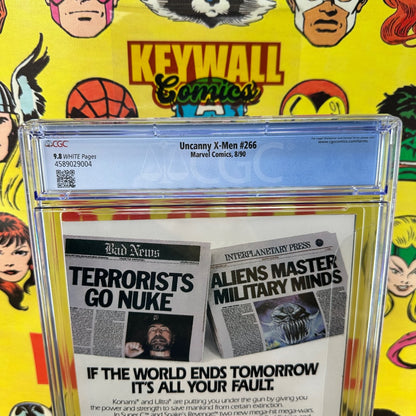 Uncanny X-Men #266 CGC 9.8 White Pages Gambit 1990 Marvel