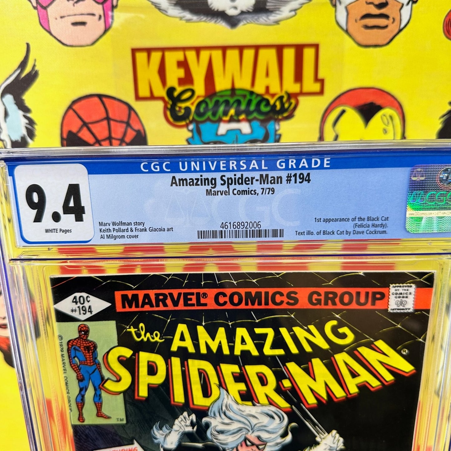 Amazing Spider-Man #194 CGC 9.4 White Pages Black Cat 1979 Marvel