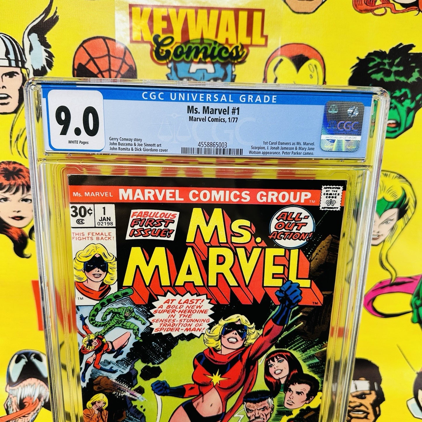 Ms. Marvel #1  CGC 9.0  1st Carol Danvers as Ms. Marvel. 1977 White Pages