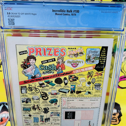 Incredible Hulk #180 CGC 5.0 Conserved 1st app of wolverine