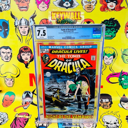 TOMB OF DRACULA #1 CGC 7.5 Conserved White pages 1972 1st appearance of Dracula