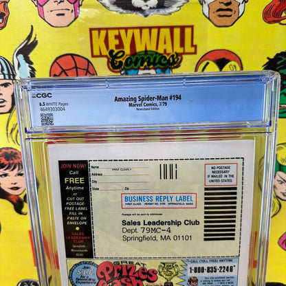 Amazing Spider-Man #194 CGC 6.5 White Pages Black Cat 1979 Marvel
