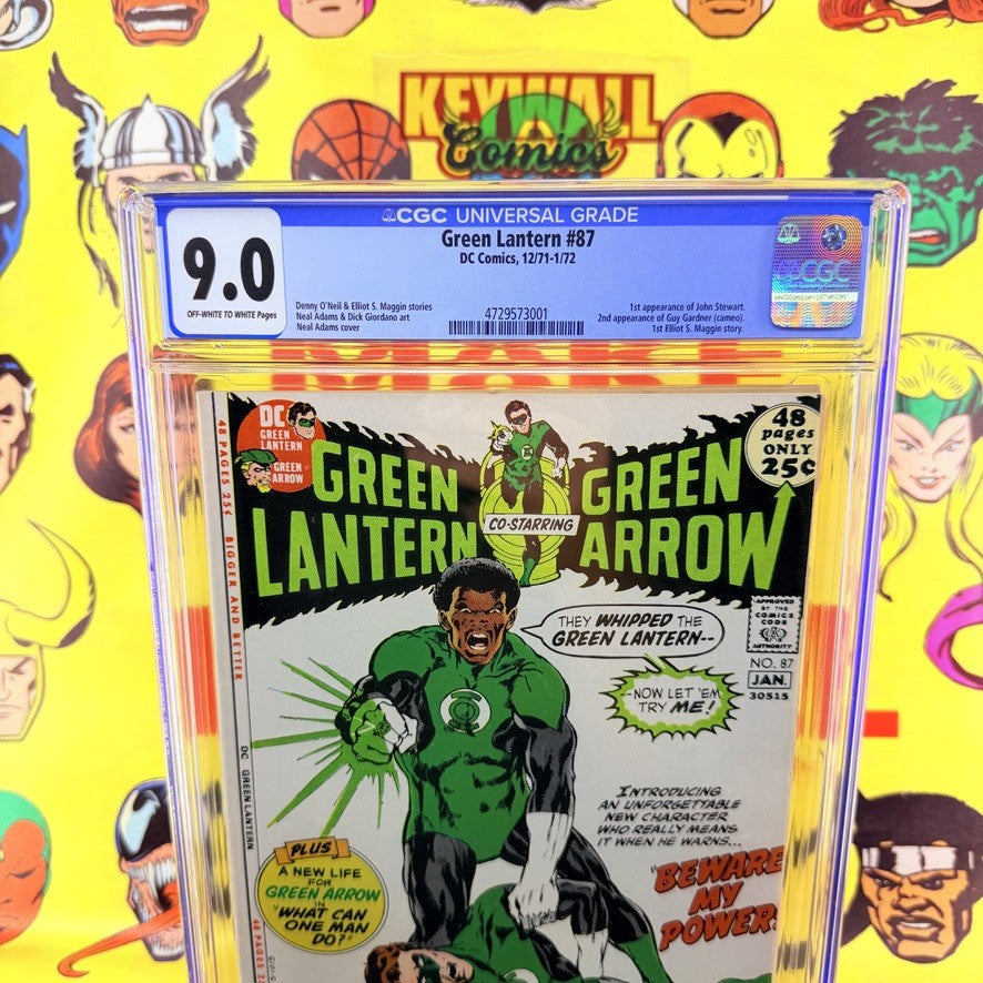 Green Lantern #87 CGC 9.0 OW/W Pages 1st John Stewart Green Arrow DC Comics 1971