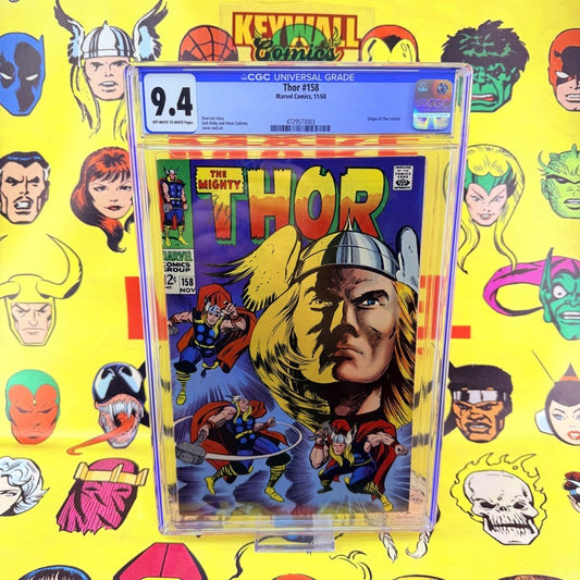The Mighty Thor #158 CGC 9.4 OW/W Pages Marvel Comics 1968 Origin Retold Jack
