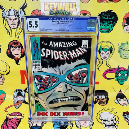 AMAZING SPIDER-MAN #55 CGC 5.5 Restored White Pages Doctor Octopus Romita 1967