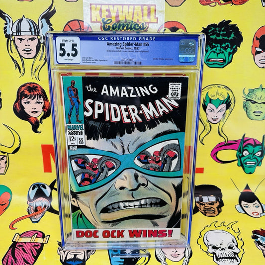 AMAZING SPIDER-MAN #55 CGC 5.5 Restored White Pages Doctor Octopus Romita 1967
