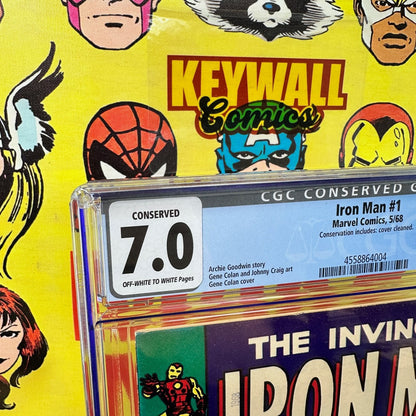 Iron Man #1 CGC 7.0 Conserved Off-White to White Pages Marvel 1968