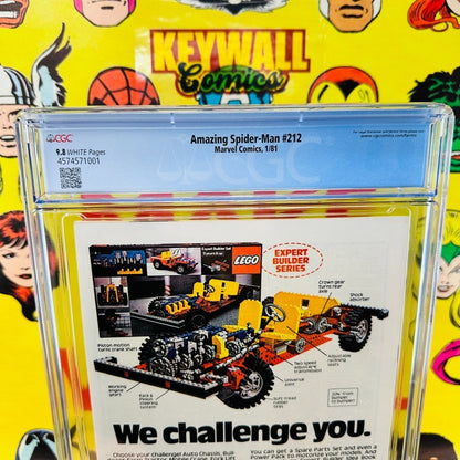 Amazing Spider-Man #212 CGC 9.8 White Pages 1981 Origin & 1st Hydro-Man