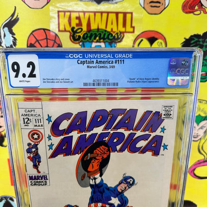 Captain America #111 CGC 9.2 White Pages Steranko Marvel 1969