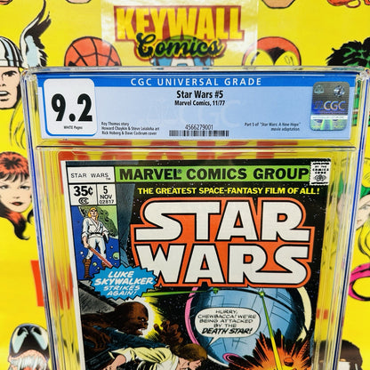 Star Wars #5 CGC 9.2 marvel Comics  Roy Thomas  Death Star 1977 white pages