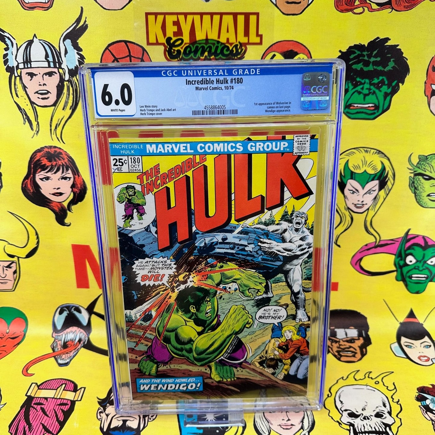 Incredible Hulk #180 CGC 6.0 White Pages Wolverine 1st Appearance Marvel