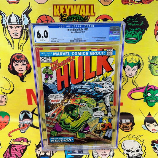 Incredible Hulk #180 CGC 6.0 White Pages Wolverine 1st Appearance Marvel