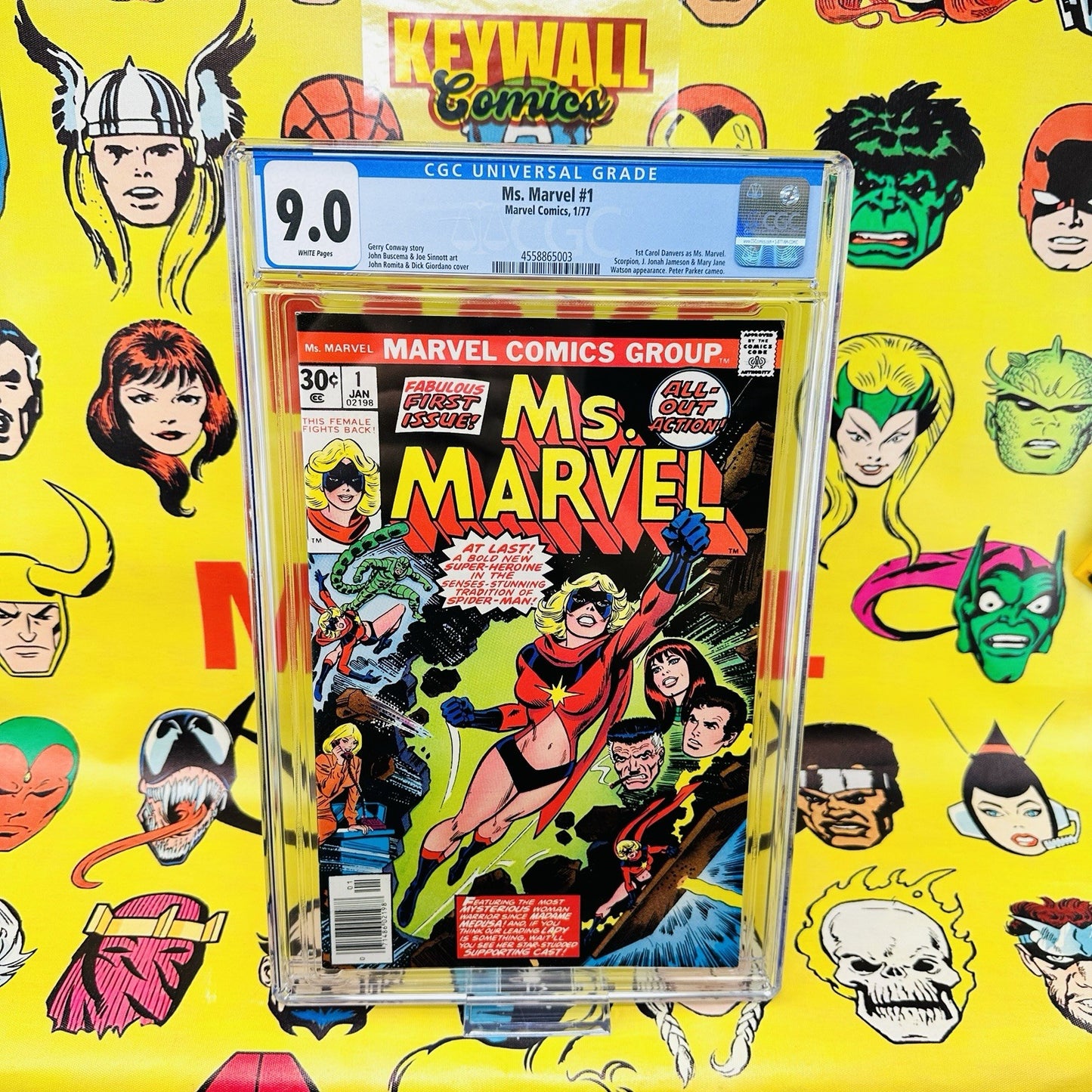 Ms. Marvel #1  CGC 9.0  1st Carol Danvers as Ms. Marvel. 1977 White Pages