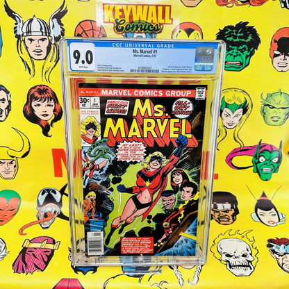 Ms. Marvel #1  CGC 9.0  1st Carol Danvers as Ms. Marvel. 1977 White Pages