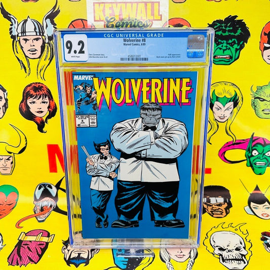 Wolverine #8 CGC 9.2 Marvel 1989 Comics  Comic Book Hulk App White Pages