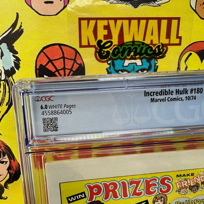 Incredible Hulk #180 CGC 6.0 White Pages Wolverine 1st Appearance Marvel