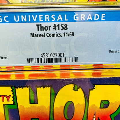 Thor #158 Marvel Comics 1968 CGC 7.5 Origin of Thor retold White Pages