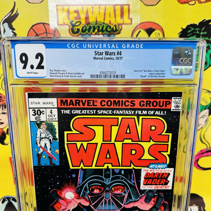 Star Wars 4 CGC 9.2 White Pages Classic Darth Vader Cover Newsstand Edition