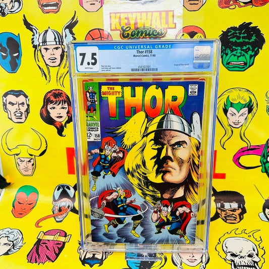 Thor #158 Marvel Comics 1968 CGC 7.5 Origin of Thor retold White Pages