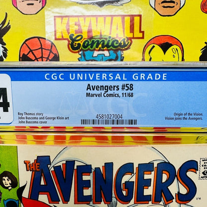 Avengers #58 CGC 9.4 White Pages Origin of Vision Joins Team 1968 looks nicer