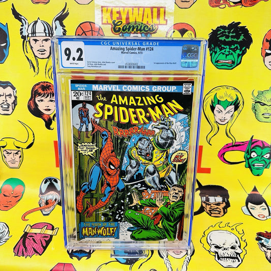 Amazing Spider-Man #124 CGC 9.2 Romita Sr, 1st Man-Wolf 1973 White Pages