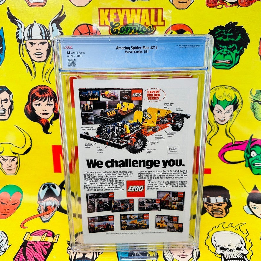 Amazing Spider-Man #212 CGC 9.8 White Pages 1981 Origin & 1st Hydro-Man