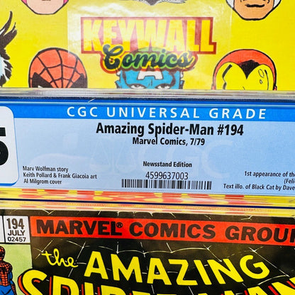 Amazing Spider-Man #194 CGC 8.5 Newsstand 1st app of the Black Cat! 1979 White