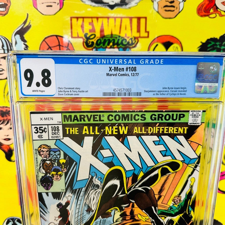 X-MEN #108 CGC 9.8 White Pages 1st John Bryne Art on Title 1977